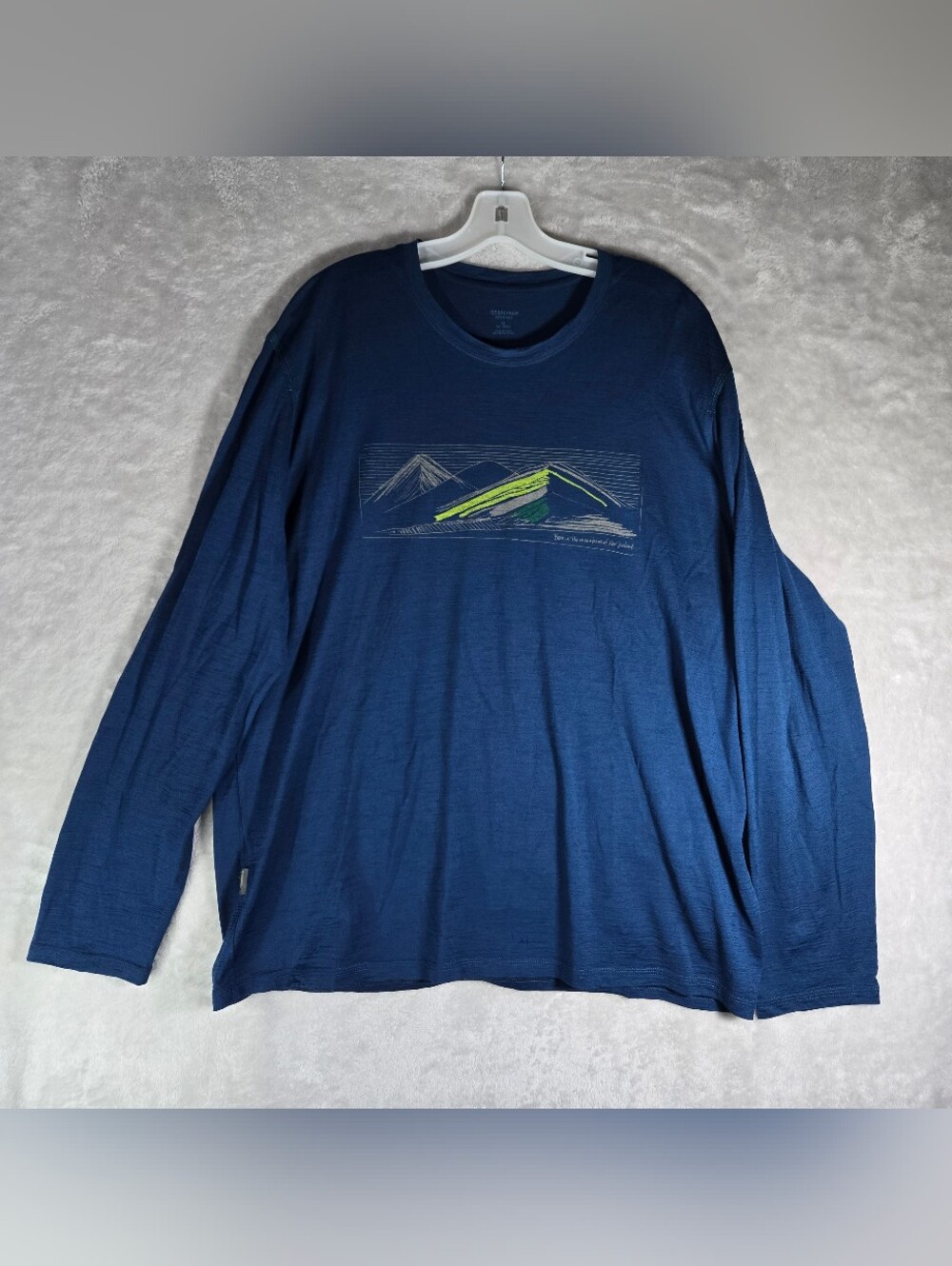 Icebreaker Merino Wool Long Sleeve Blue Crew Neck Shirt Mens Size XL Read Des!